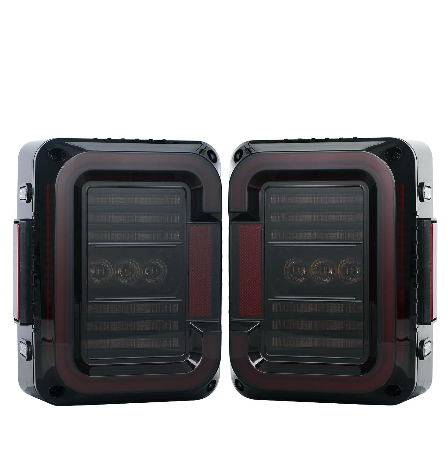 AUDEXEN ?Euro Version ?LED Tail Lights Compatible with Jeep Wrangler JK JKU 2007-2018?Smoked Lens?Pair