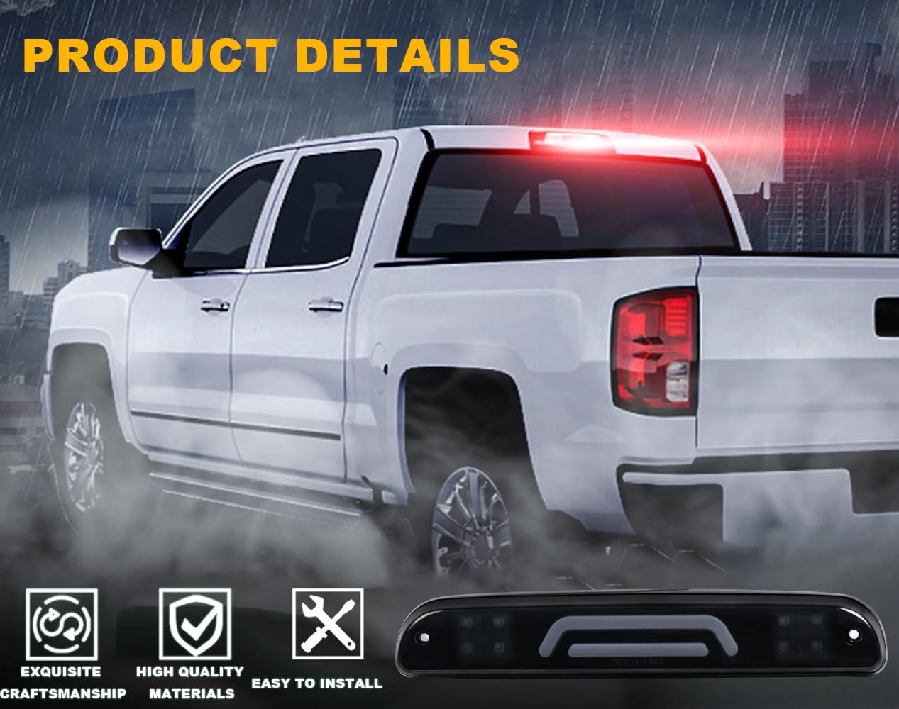 G-Plus Led Third Brake Light Compatible With Ford F250 F350 F450 F550 Super Duty 1999-2016 Rear 3Rd Cargo Led Tail Lamp Smoky Le