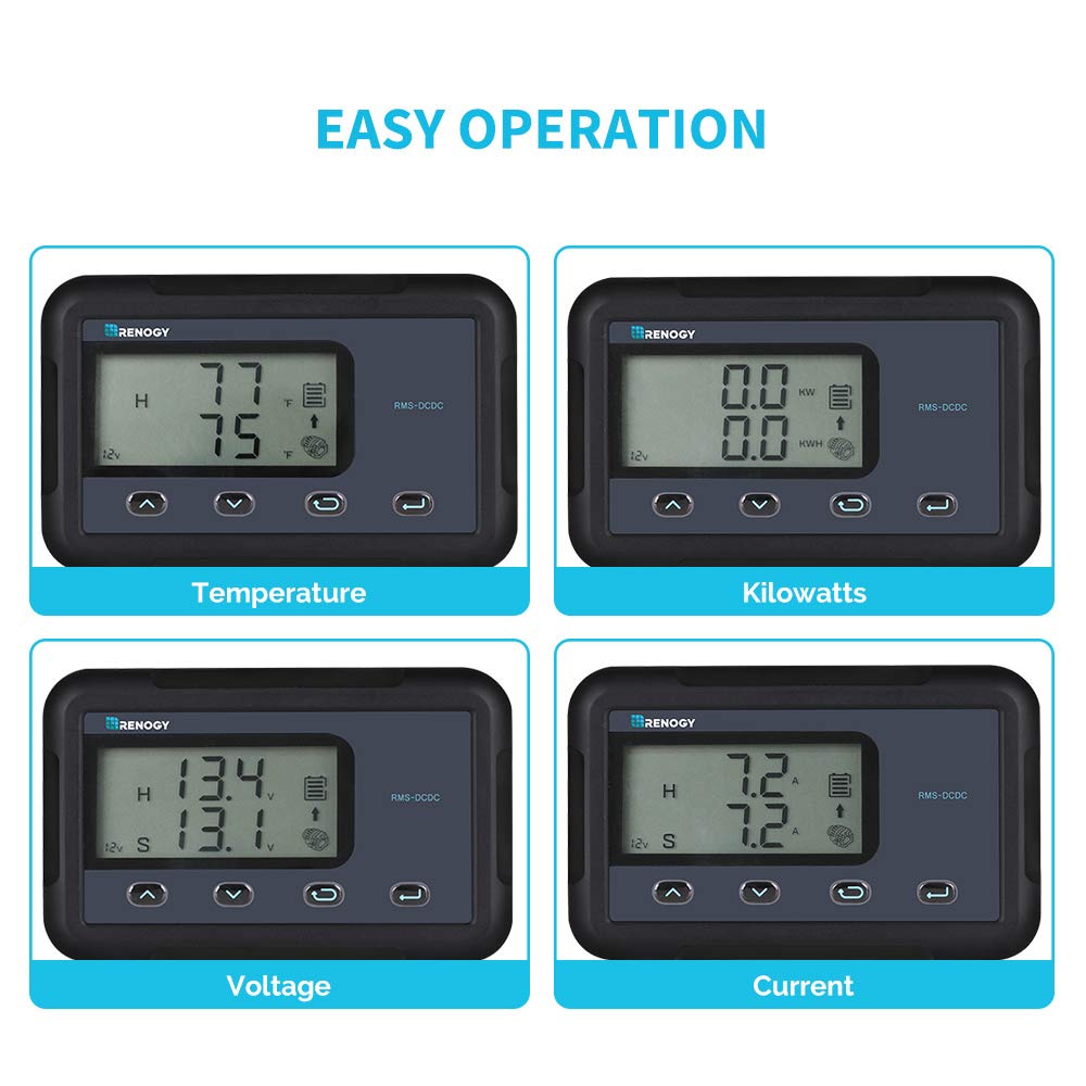 Renogy Monitoring Screen for 12V 30/50A DC MPPT Battery Charger - Flush-mount with Backlit LCD, Real-time Tracking