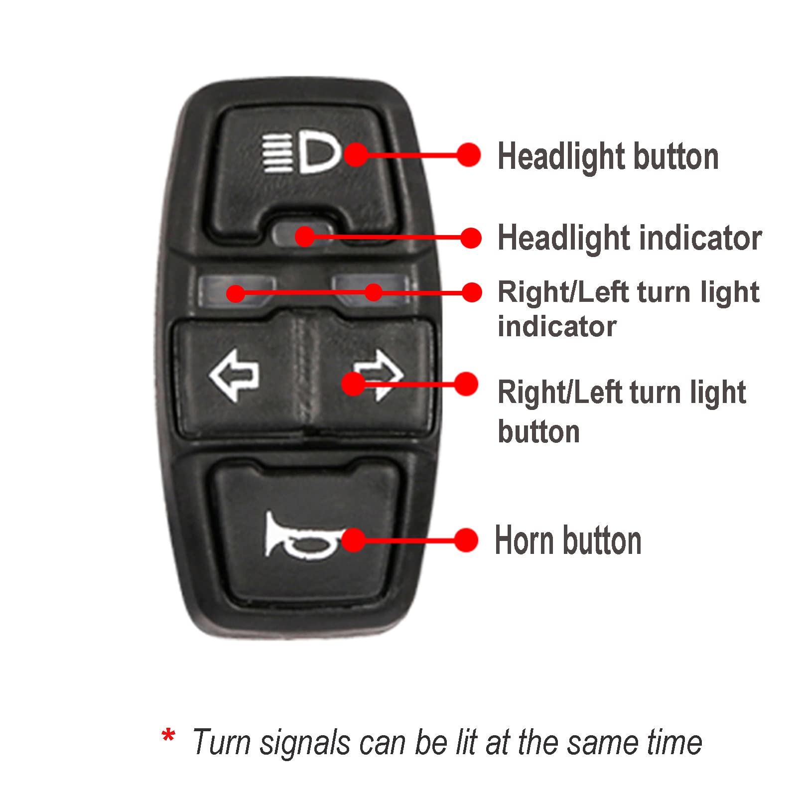 JooFn Motorcycle Head Light Turn Switch, 3-in-1 Light Horn Turn Switch Signal Button Set, Motorcycle Headlights Horn Turn ON/Off