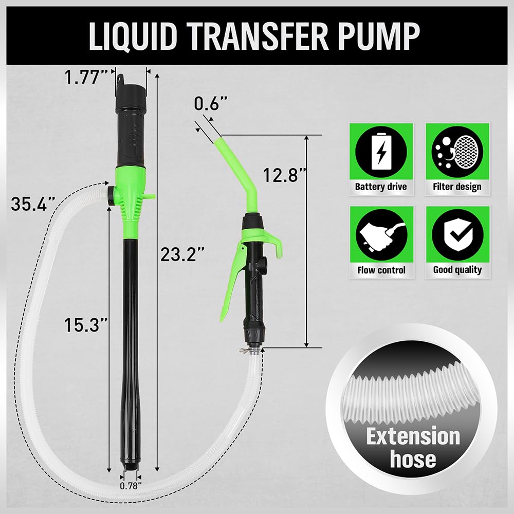 Swanlake Garden Tools Portable Power Battery Pump, Liquid Fuel/Water Transfer Pump,2.2 Gallons Per Min,