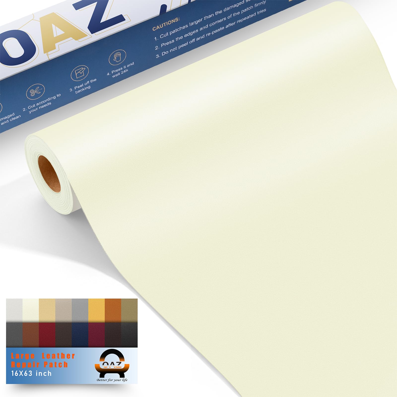 Oaz Self Adhesive Leather Repair Tape, 16X63 Inch Leather Repair Patch For Furniture, Leather Repair Kit For Car Seats, Couch, S