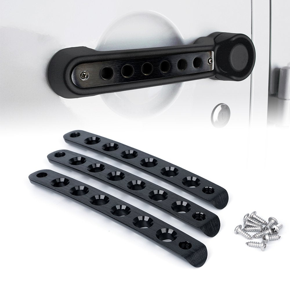 Xprite 3Pcs Brushed Aluminum Side Door Handle Inserts & Cover Trim For 2007-2018 Jeep Wrangler Jk Jku Sahara Rubicon 2 Door - Du
