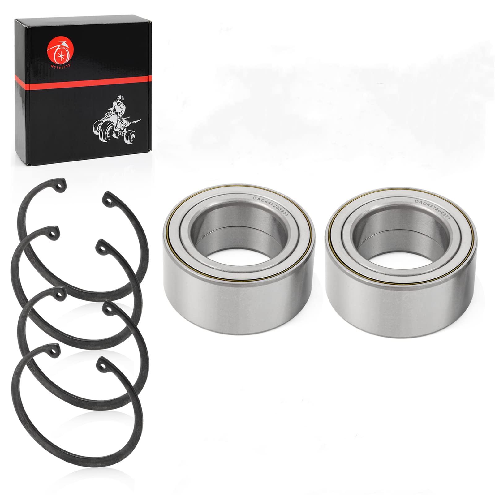 Front Wheel Bearings 44x72x33mm & Ring Clip Compatible with Polaris RZR 800 4 S 2010 2011 2012 2013 2014 3514699 3515090 7710780