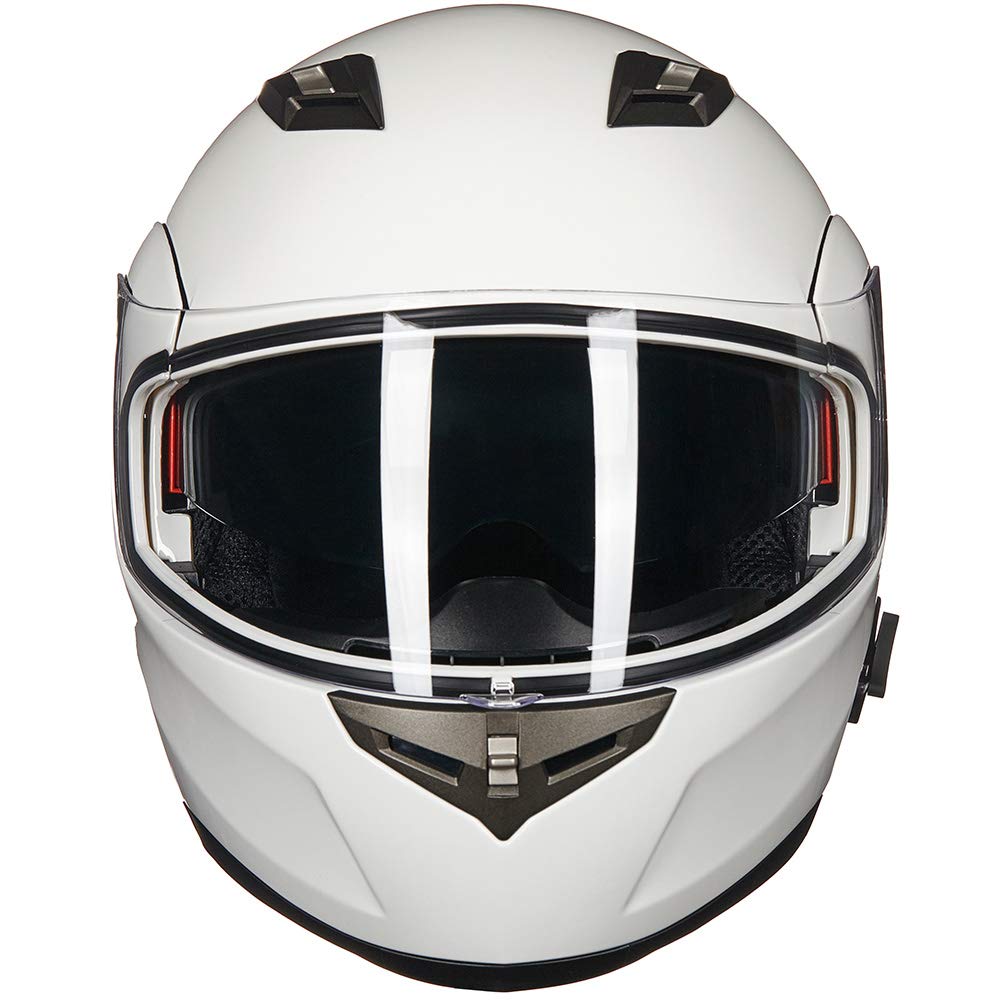 Ilm Bluetooth Integrated Modular Flip Up Full Face Motorcycle Helmet Sun Shield Mp3 Intercom Model 953 (L, White)