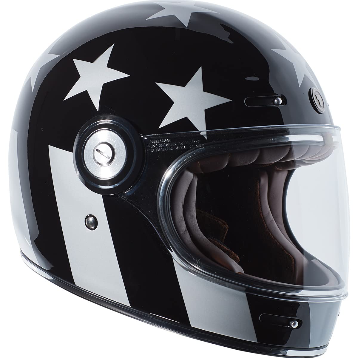 Torc T1 Unisex-Adult Retro Full-Face-Helmet-Style Motorcycle (Captain Vegas Gloss Black, Medium)