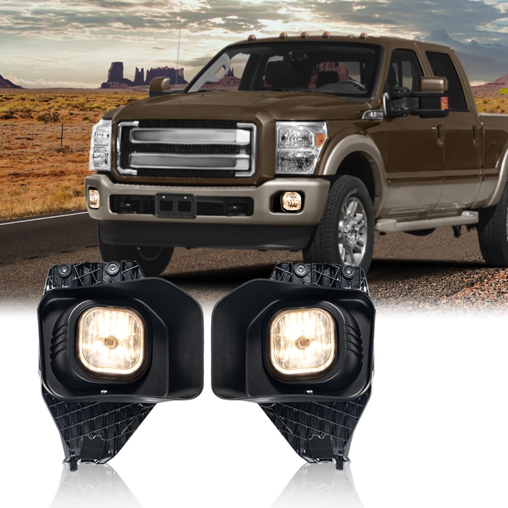 PIT66 Fog Lights Assembly w/Bulbs Compatible with Ford F250 F350 F450 F550 Superduty 2011 2012 2013 2014 2015 2016,Front Bumper 