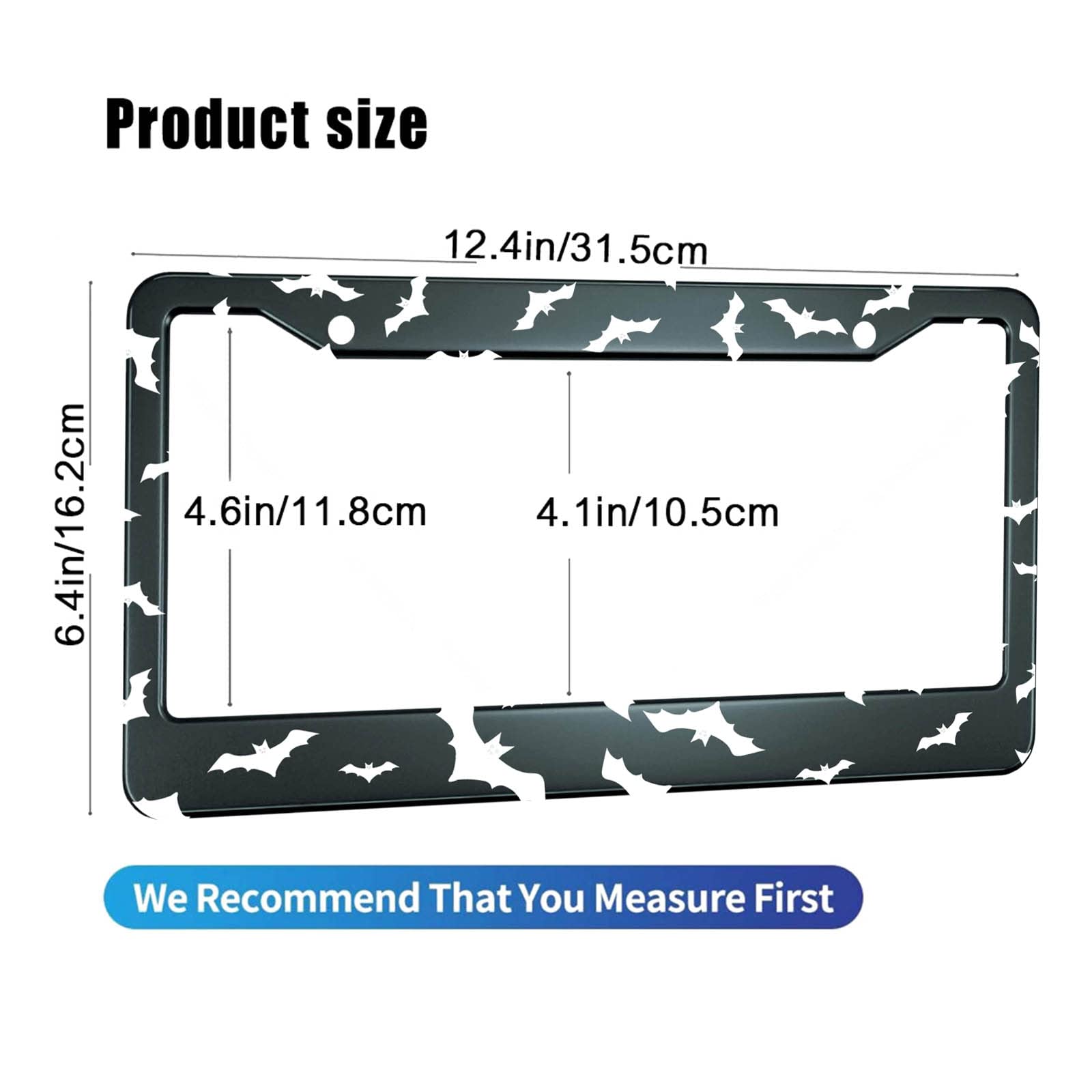 Hosnye Soaring Bats License Plate Frame Decoration On Halloween Metal License Plate Cover Front Plates Frames Car Tag Frame For