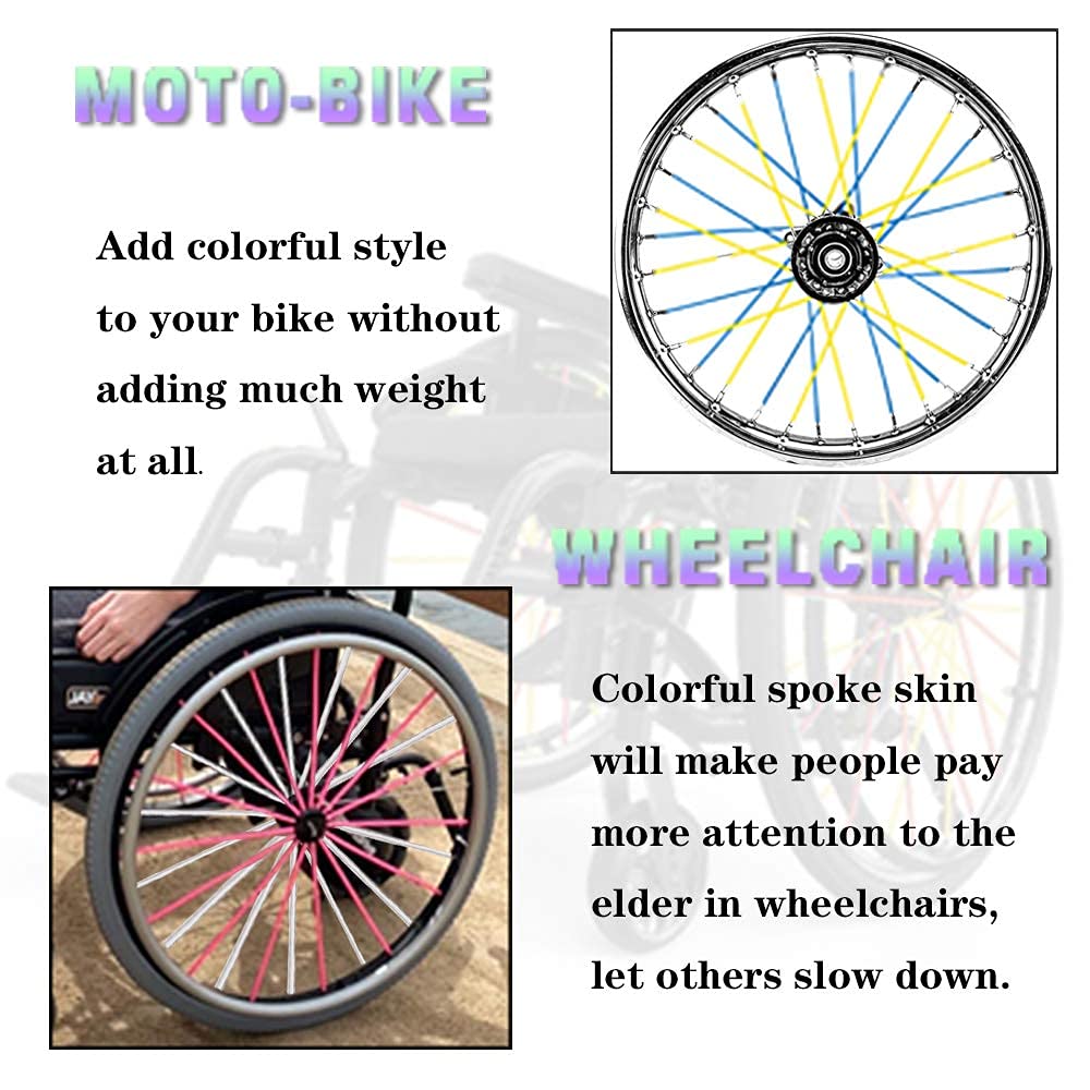 Baione Worldmotop Mixed 72Pcs Dirt Bike Spoke Covers Wheel Spoke Wraps Wheel Rim Spoke Skins Universal For Yamaha Honda Bmw Suzuki Kawasaki Wheelchair-Spoke Sleeves For Dirtbike (Blue+White)