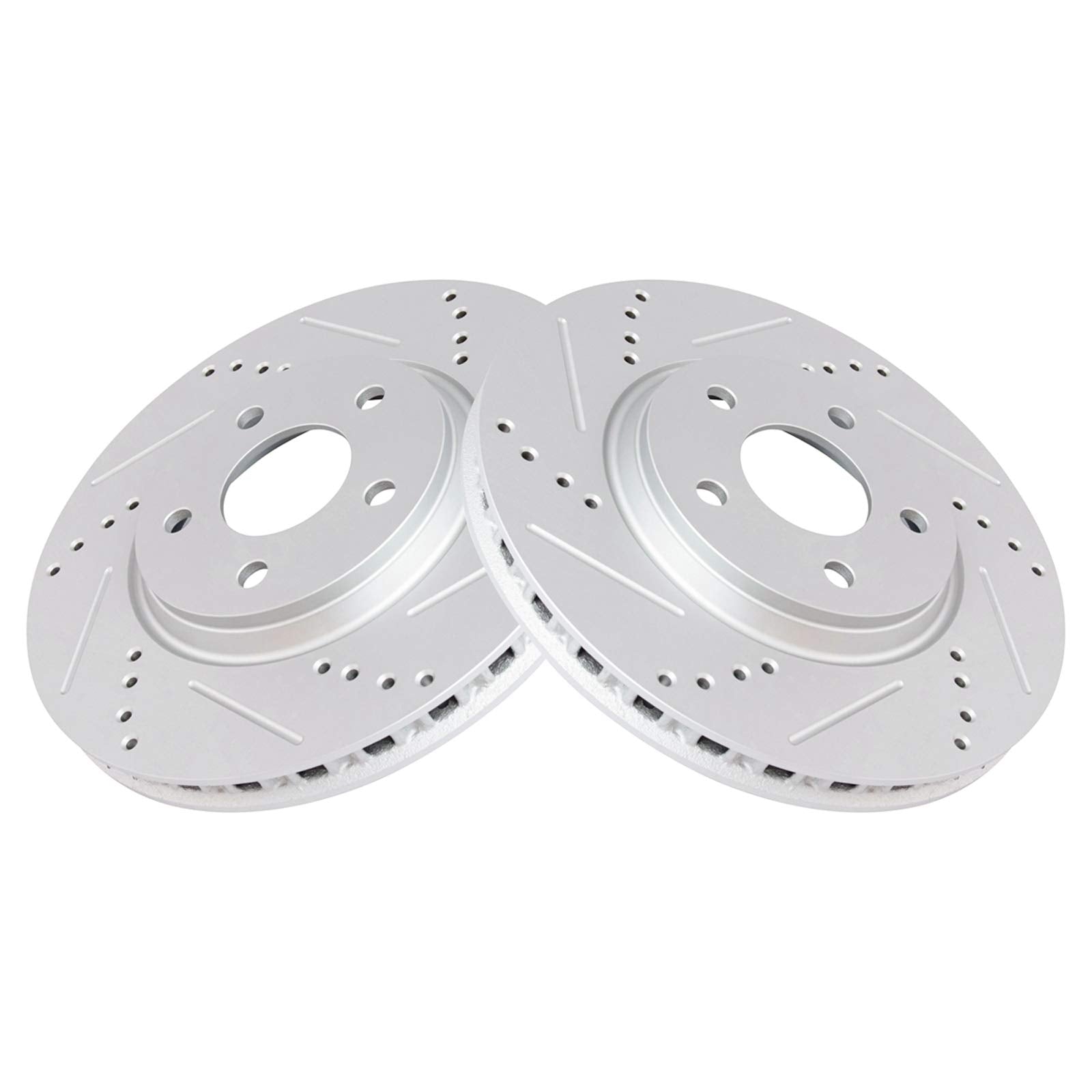Trq Front Performance Brake Rotor Drilled Slotted Pair Set For 2007-2009 Aura / 2005-2009 Cobalt / 2007-2009 G5 / 2005-2010 G6 /