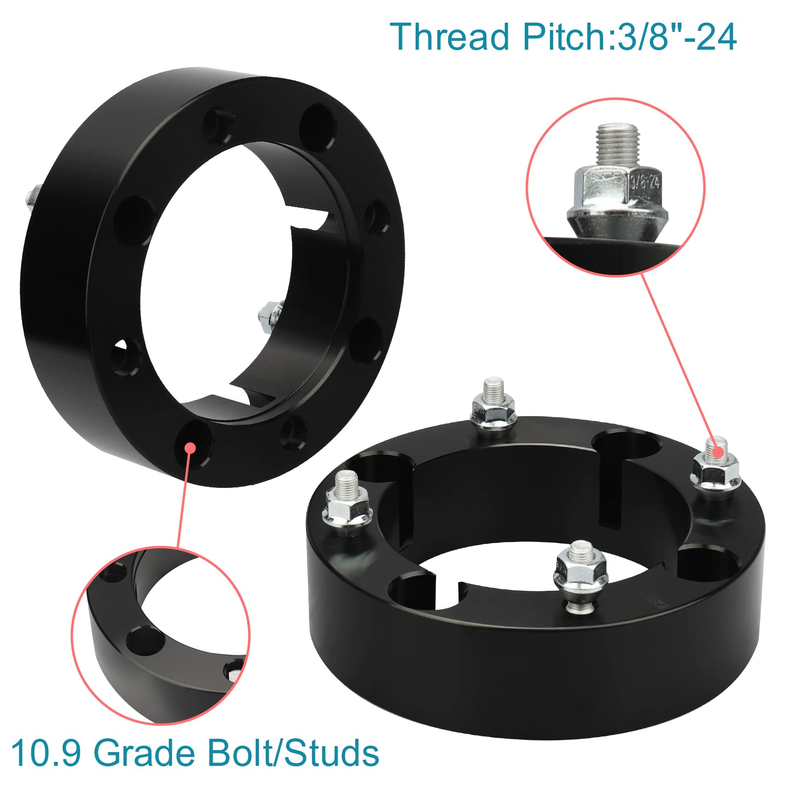 IRONTEK 4x156mm ATV Wheel Spacers 2''(50mm) Thickness with 3/8''-24 Studs 131mm Hub Bore Fit for Polaris Sportsman Ranger RZR 57