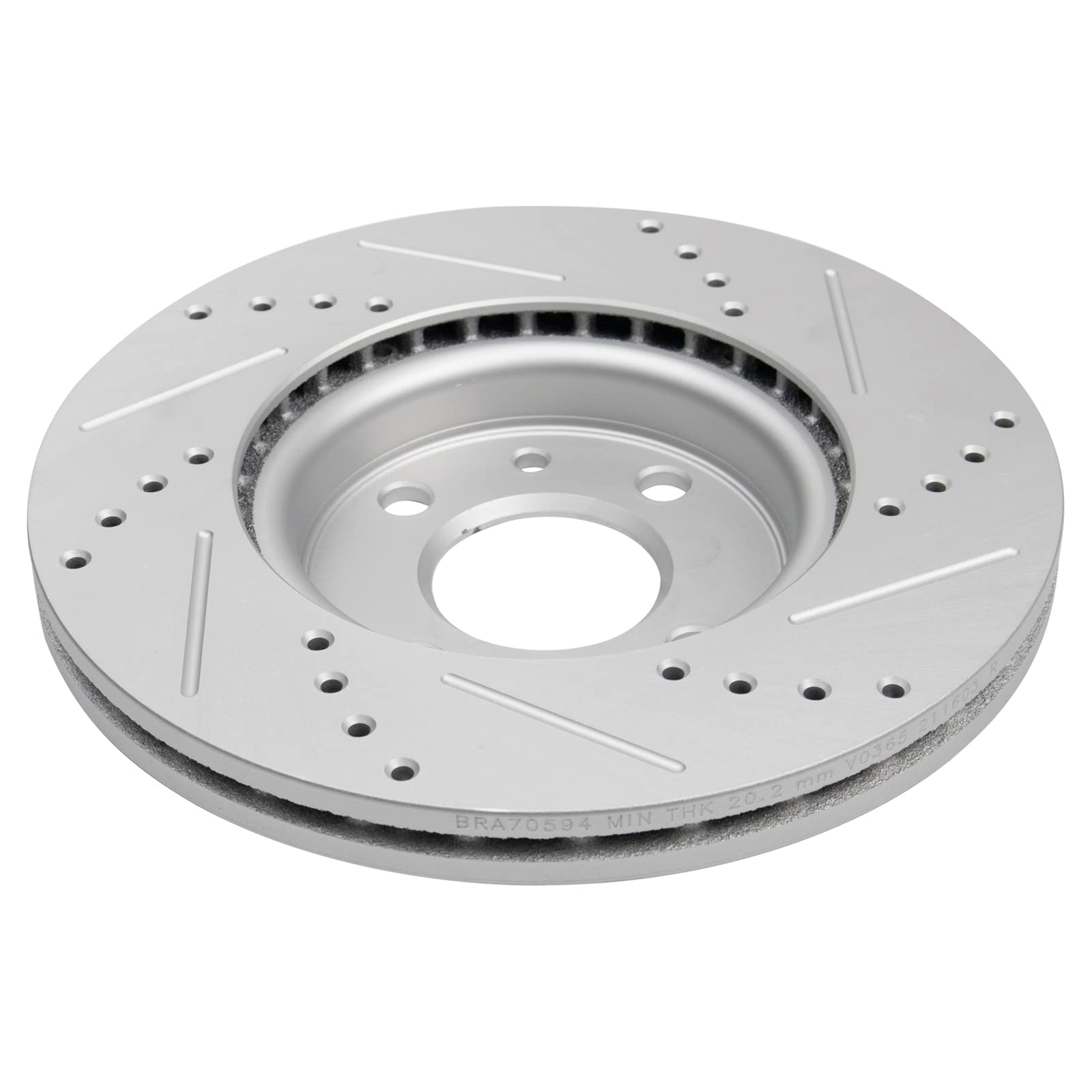 Trq Front Performance Brake Rotors Set Premium G-Coated Cross Drilled & Slotted Compatible With 2012-2017 Fiat 500