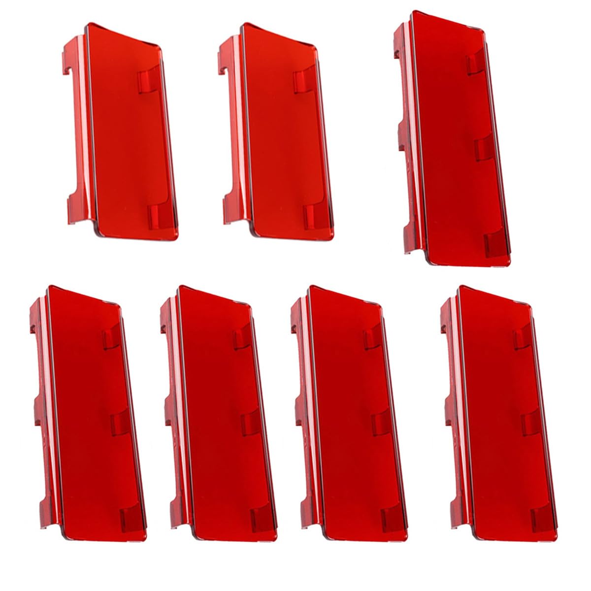 52 Inch LED Light Bar Red Lens Cover Kit - 7PCS Snap-On Polycarbonate Covers (5  8 & 2  6), Dustproof & Scratch-Resistant Protec