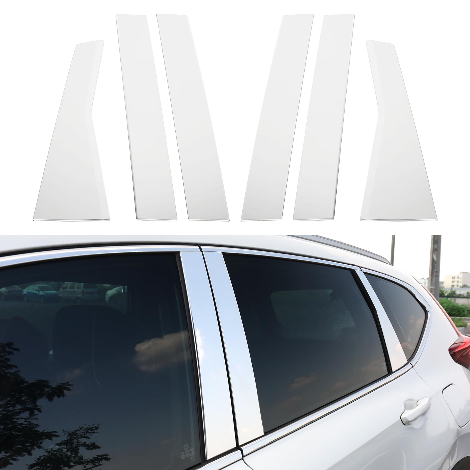 Bercicci 6PCS Car Door Chrome Pillar Covers Trim for 2022 2021 2020 2019 2018 2017 Honda CRV Hybrid (Include HEV) Accessories St