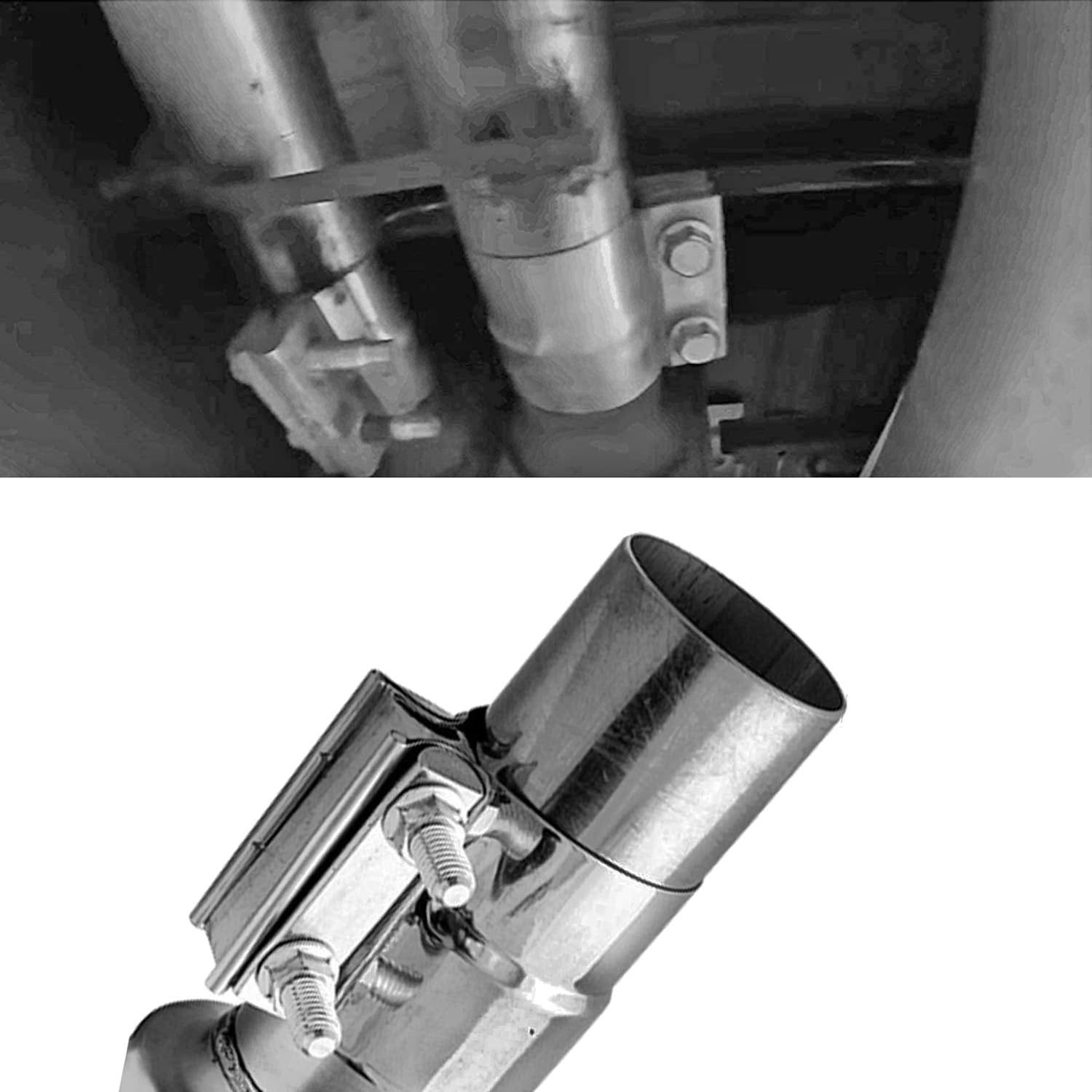 2Pcs 5 Inch Exhaust Clamps Stainless Steel For 5 Inner Diameter To 5.5 Outer Diameter Muffler Band Clamp Turbo Downpipe Tip Exhaust Pipes Connection