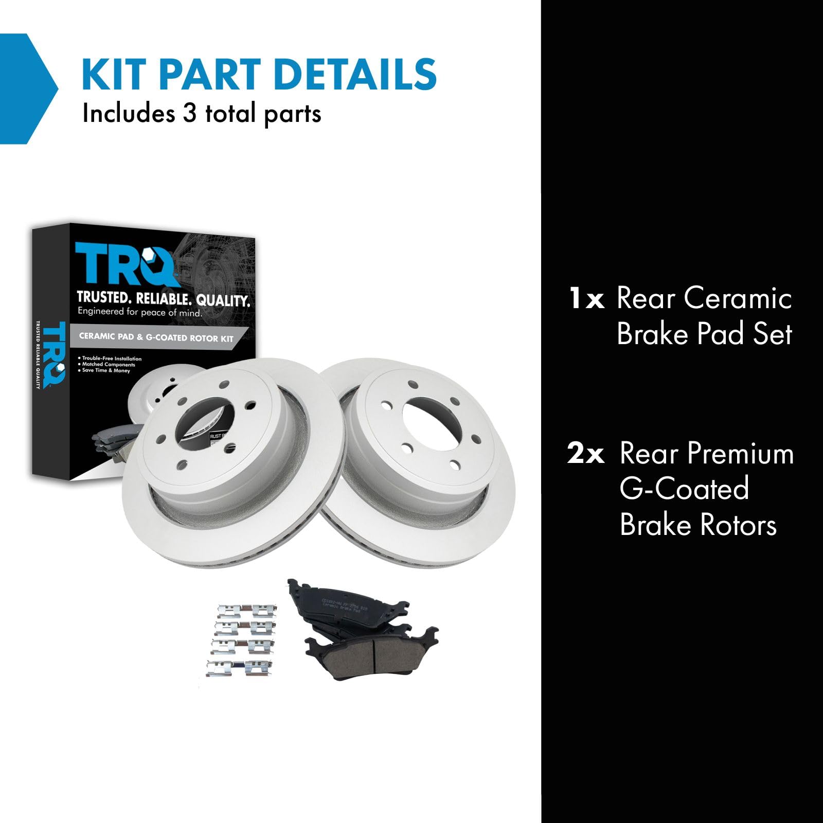 Trq Rear Ceramic Brake Pads & G-Coated Rotor Kit For Ford F-150 Pickup Truck