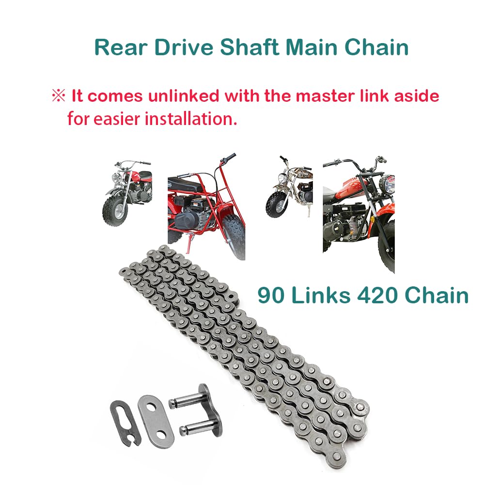 QYMOTO CT200U Mini Bike Rear Drive Chain, 90 Link 420 Chain, Model 23315/HS200, Carbon Steel