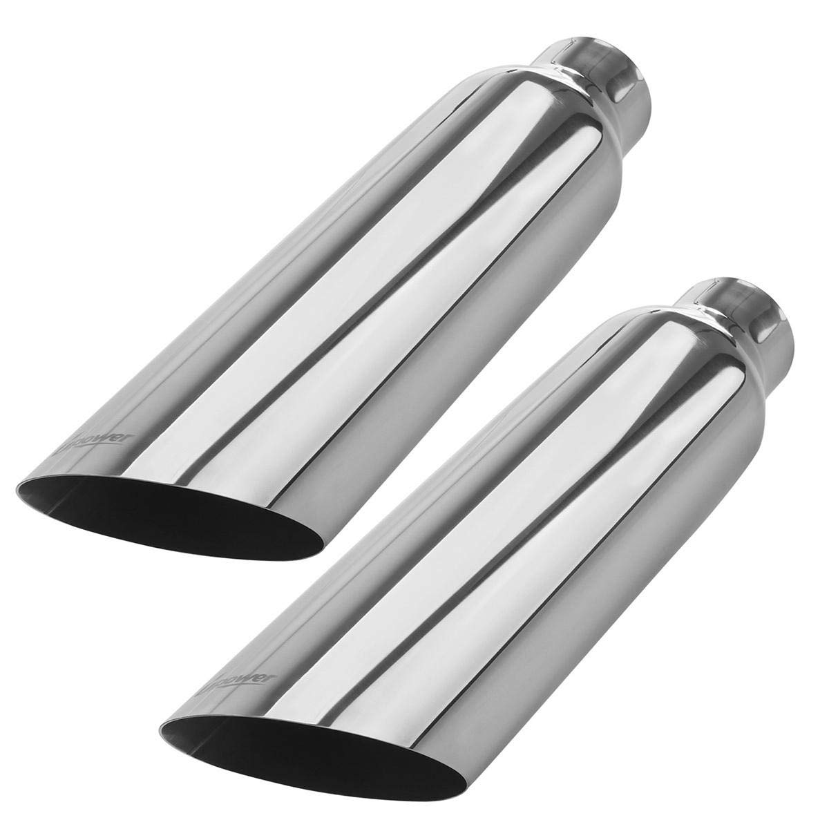 Upower Exhaust Tip 2.5'' Inlet X 4'' Outlet X 18'' Overall Length Universal Trucks Car Stainless Steel Weld On Exhaust Tailpipe