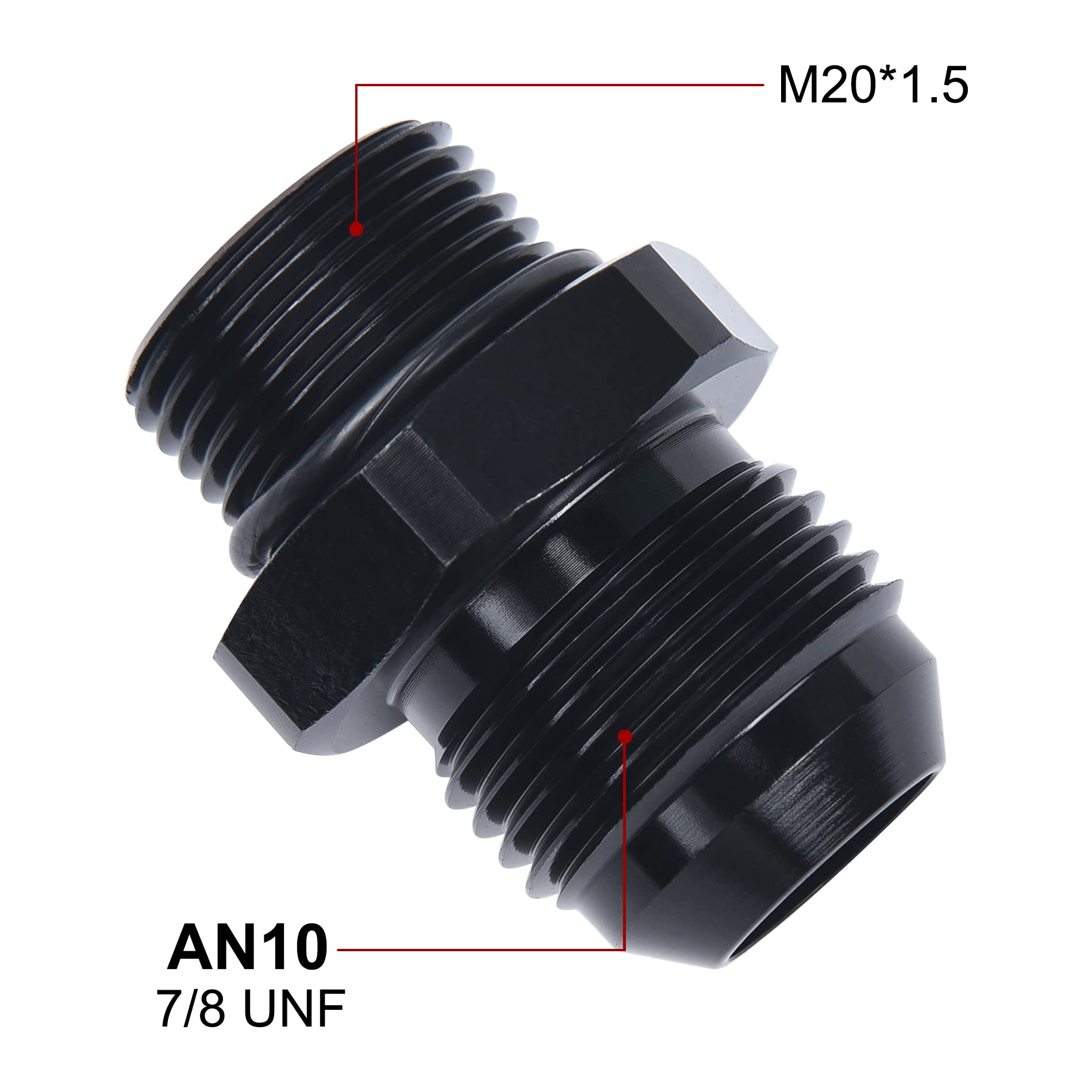 Evil Energy 10An Male Flare To M20 X 1.5Mm Male Metric Fitting Adapter Aluminium Alloy 2Pcs