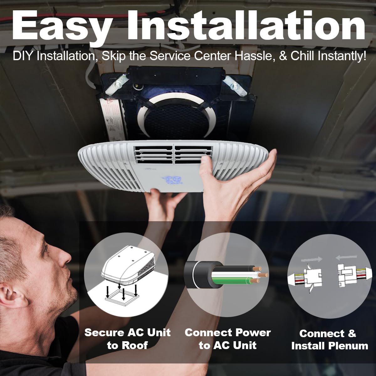 RecPro 15K RV Air Conditioner - Quiet Non-Ducted Heat Pump & Cooling, Easy Install, White, Model RP-AC3800