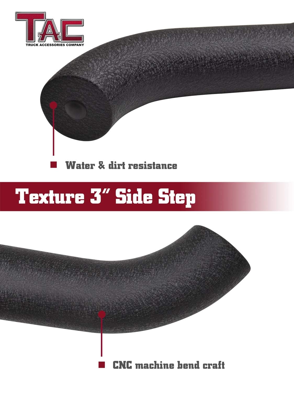 Tac Side Steps Running Boards Fit 2019-2024 Chevy Silverado/Gmc Sierra 1500 | 2020-2024 Silverado/Sierra 2500 3500 Crew Cab Truck Pickup 3' Texture Black Side Bars Nerf Bars Off Road 2Pcs