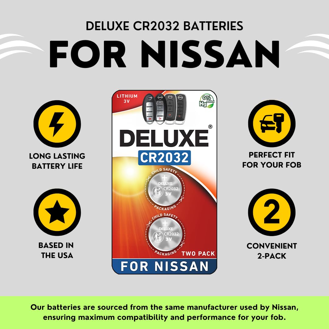 Deluxe Batteries Key Fob Battery Replacement For Nissan (Rogue Altima Sentra Versa Pathfinder Murano Maxima Kicks Titan Frontier