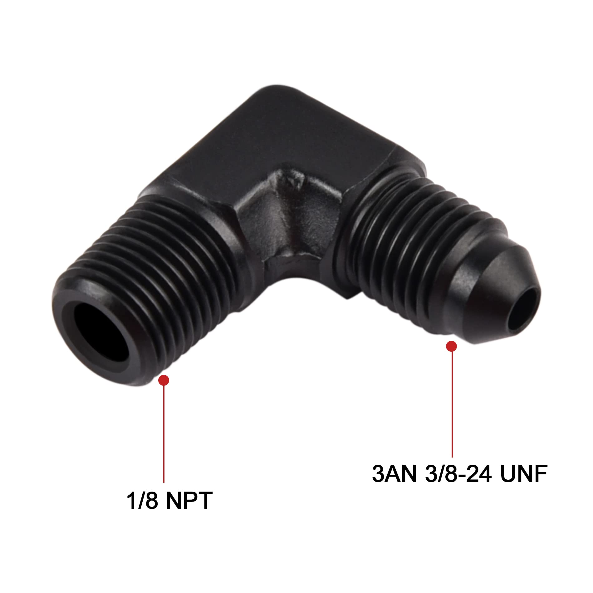 Evil Energy 3An To 1/8'' Npt Male 90 Degree Fitting Aluminum Balck