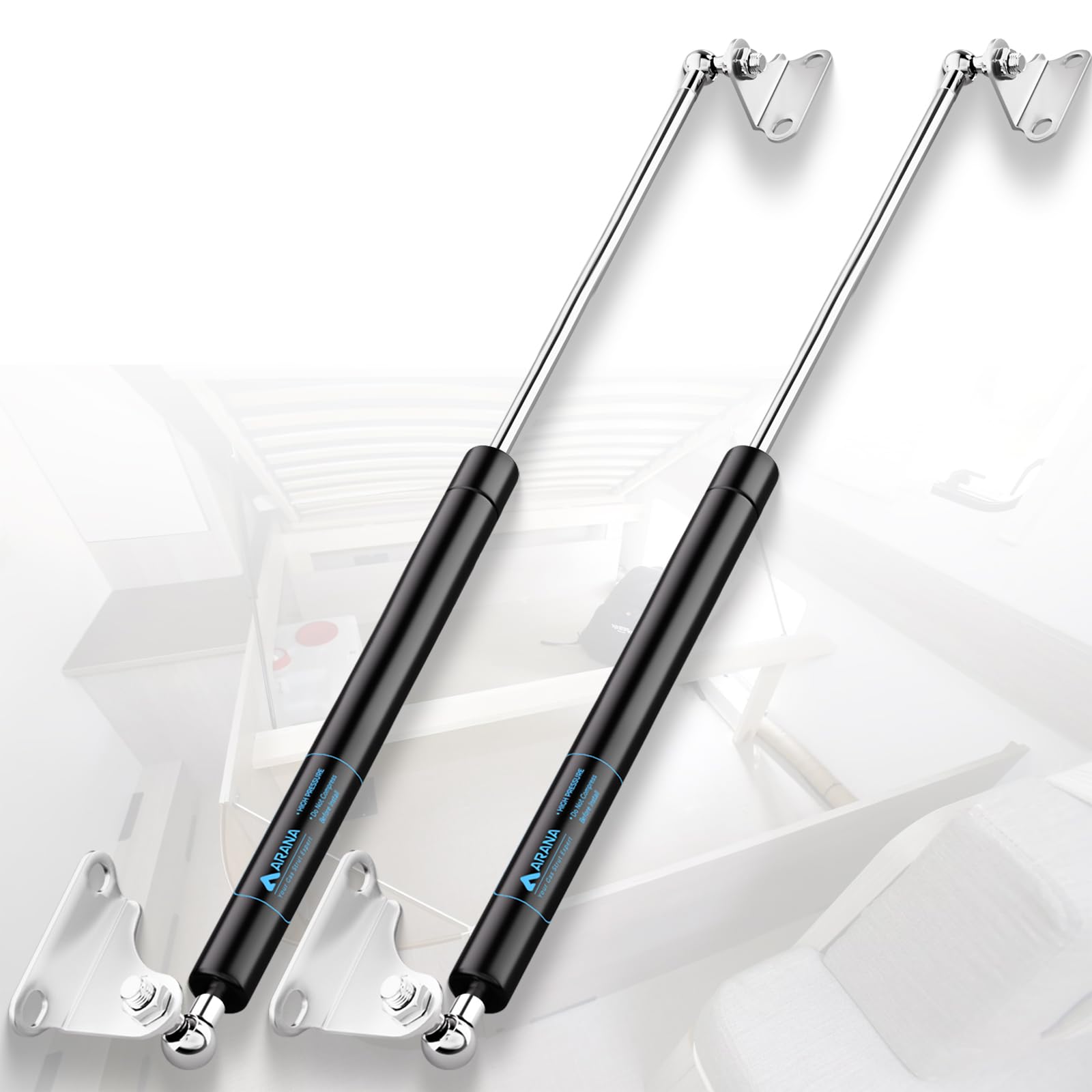 Arana 28 Inch 150 Lb Gas Struts Shock Prop, 28'' Gas Springs Lift Support With L-Type Mounting Brackets For Heavy Duty Lid Murph