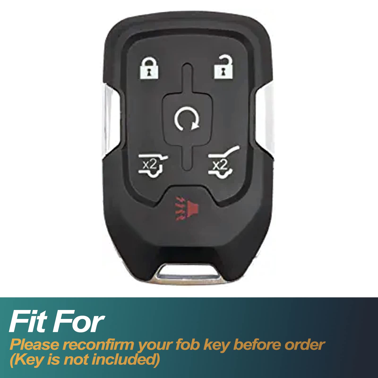 FEYOUN Key Fob Cover for Chevy/GMC, Smart 6 Buttons, TPU Protection, Universal Size, White