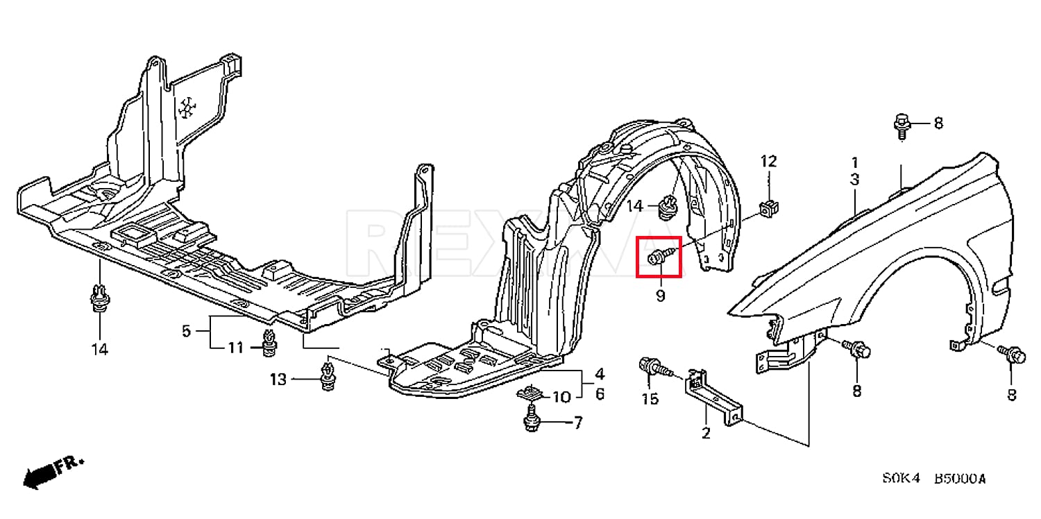 Rexka 10pcs Fender Liner Splash Shield Wheelhouse Liner Screw Phillips Truss Head Sems Compatible with Honda Acura BMW 90114-SE0