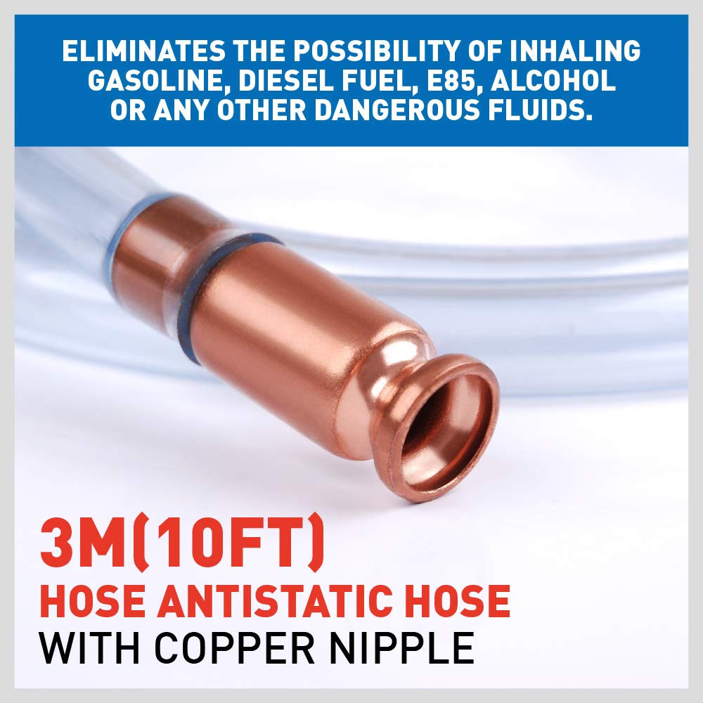 Horusdy Gas Siphon 10Ft Multi-Purpose Super Easy Siphon Pump,3/4'' Valve Virgin Grade Tubing Safe