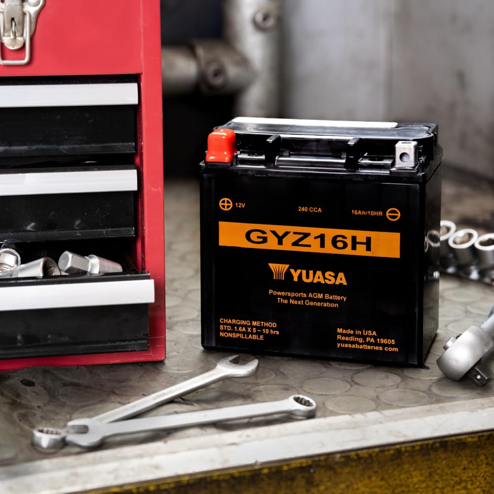Yuasa GYZ16H AGM Battery - Factory Activated, Black, Model YU-GYZ16H(WC)