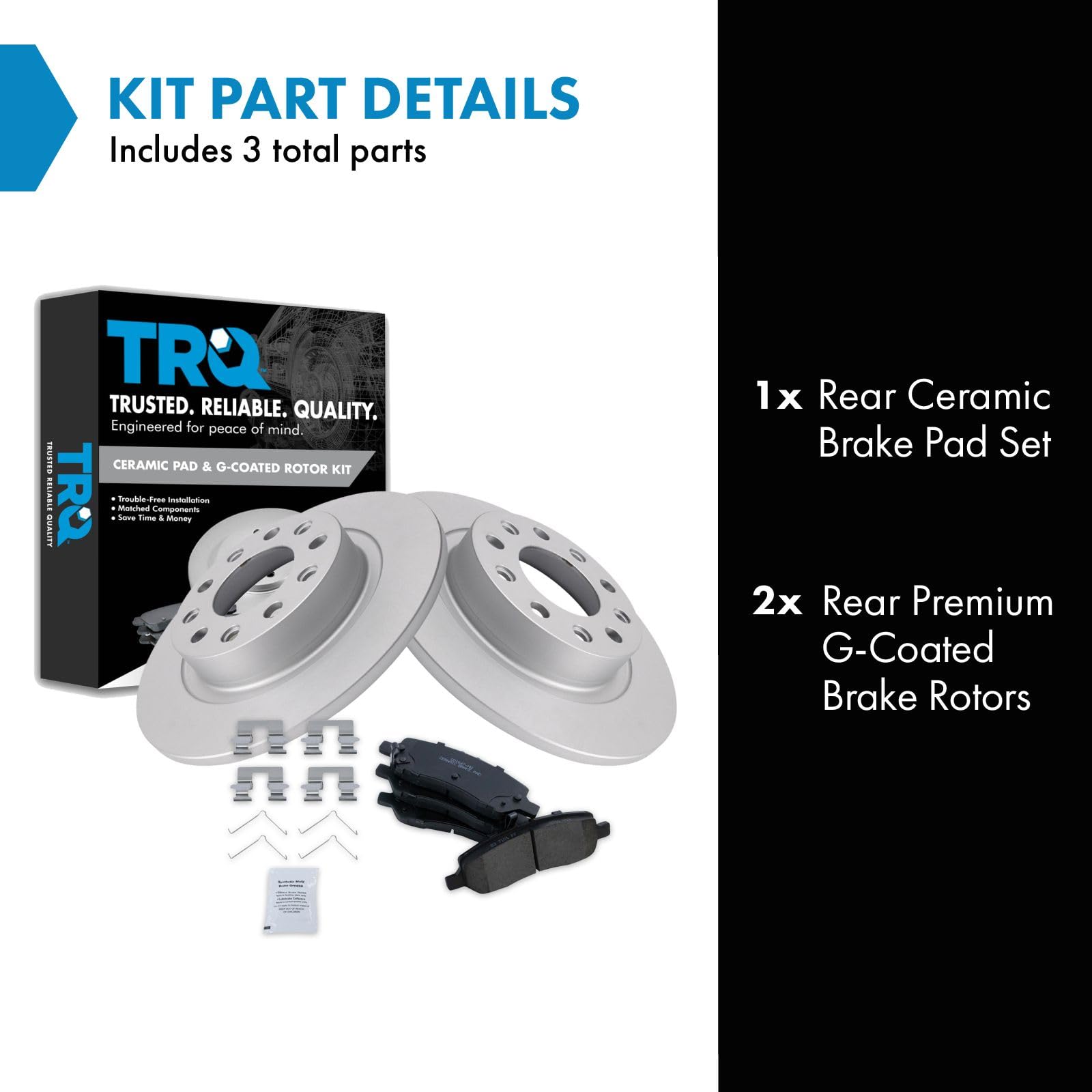 Trq Rear Brake Pad & Rotor Kit Brake Pads Brake Rotor Ceramic Premium G-Coated Compatible With 2013-2016 Dodge Dart