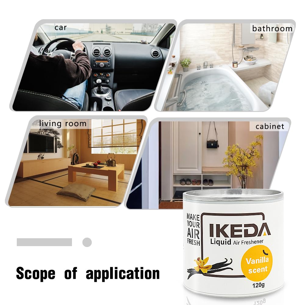 Ikeda Scents Car Air Freshener: Vanilla Scents | Car Fresheners | Strong Fragrance | Smoke Smell Remover | Liquid Cans Freshener