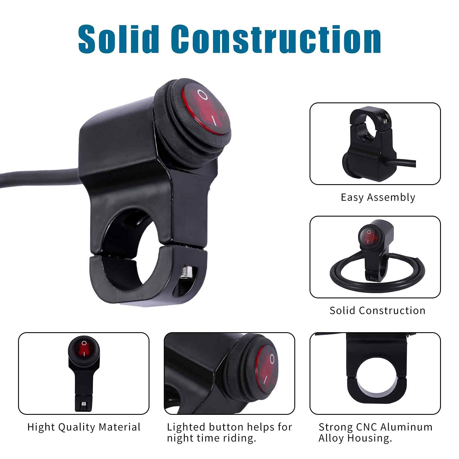 Stylemafia Waterproof Motorcycle Atv Led Light Bar Switch, Headlight Fog Light Spotlights Aux Light Switch For 12V Atv Mini Bike