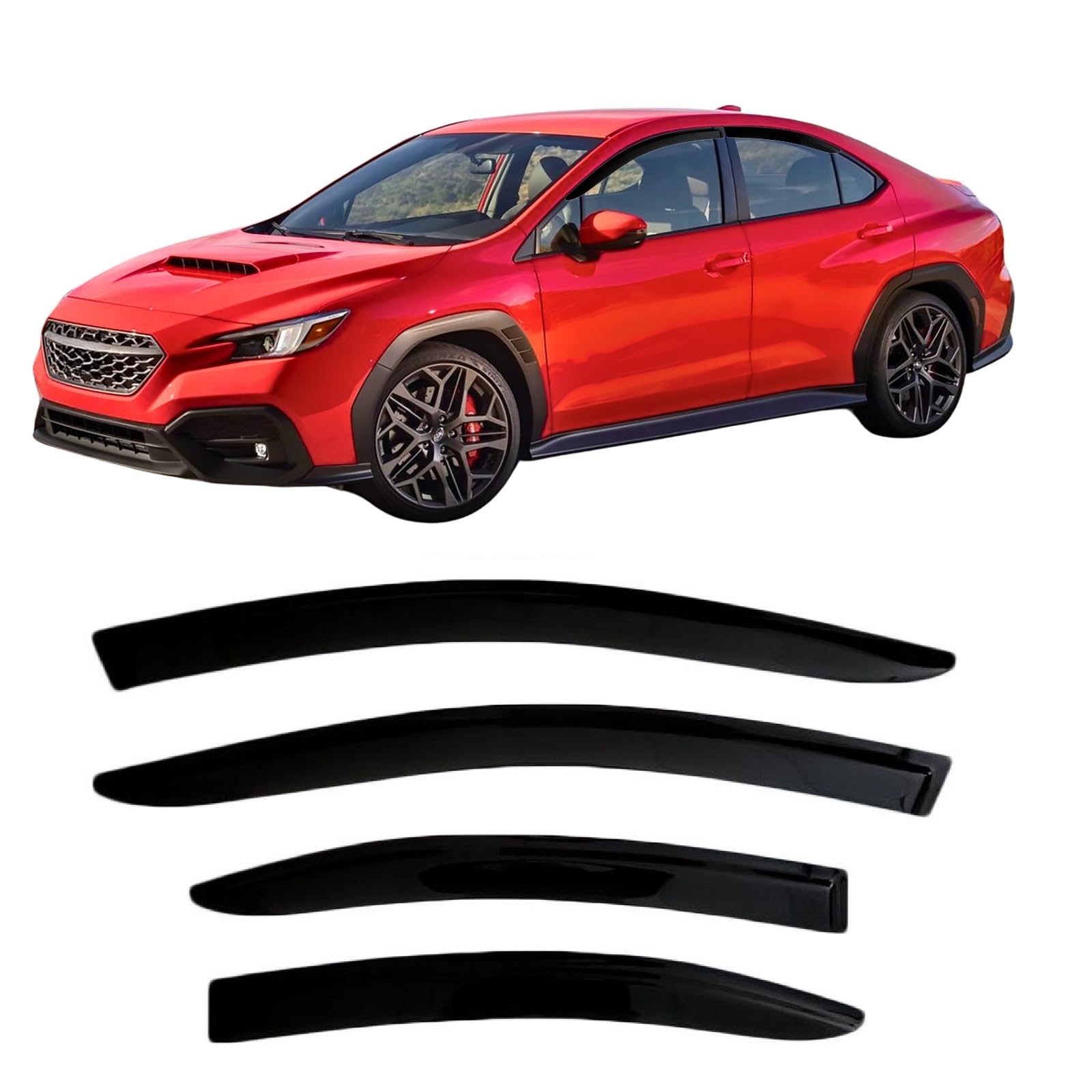 2022-2025 Tape-On Side Window Visor Deflectors For Subaru Wrx Premium Limited Gt Smoke Tinted Rain Guards 2023 2024