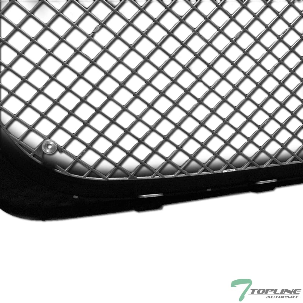 Glossy Black Mesh Front Upper Hood Grill + Lower Bumper Grille Guard ABS Compatible With 07-14 GMC Yukon/XL/Denali