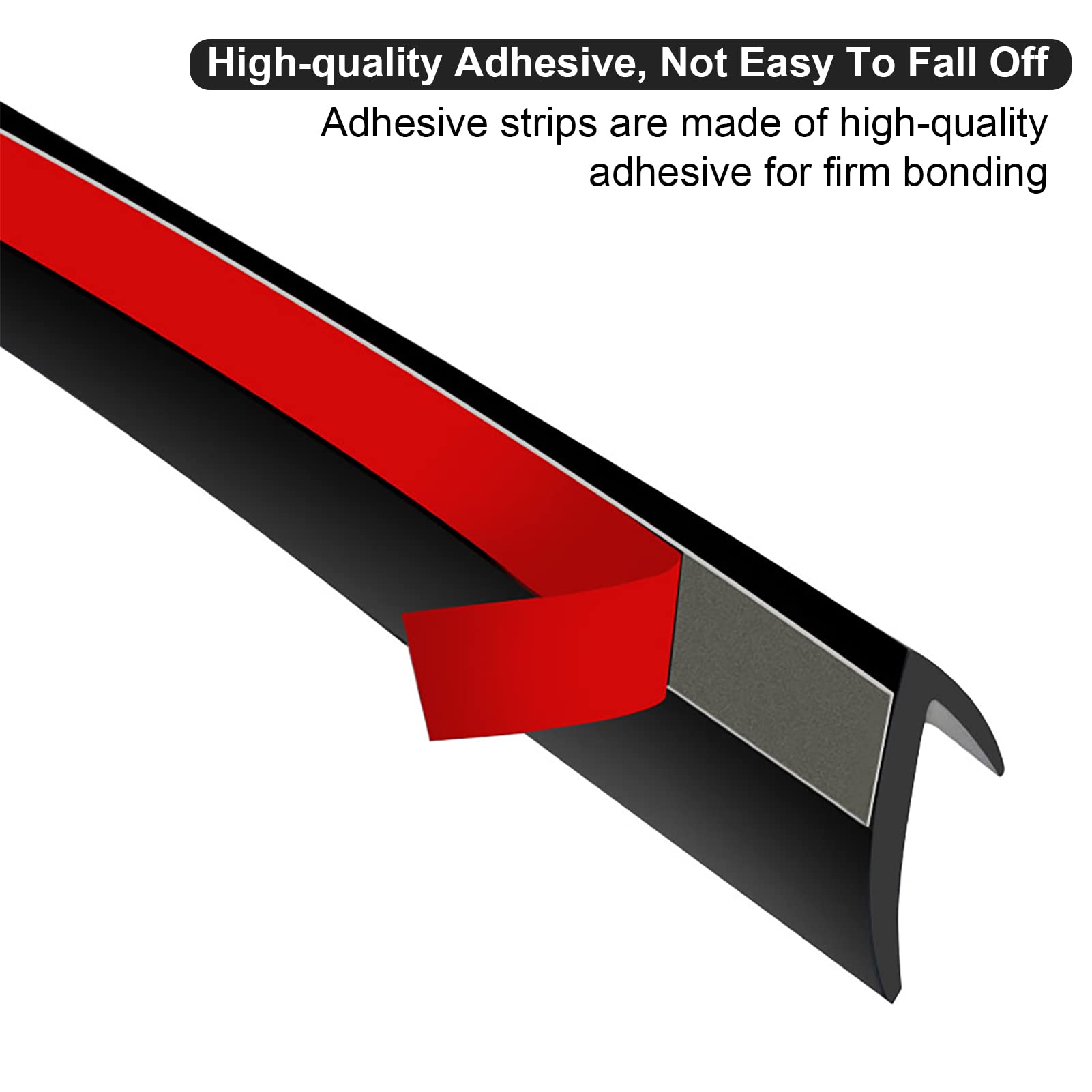 DOTAATDW Car Window Seal Strip, 13.12 Ft V-Shaped Rubber, Self-Adhesive, Black, Model DOTAATDW-CCMFT-4M, with Installation