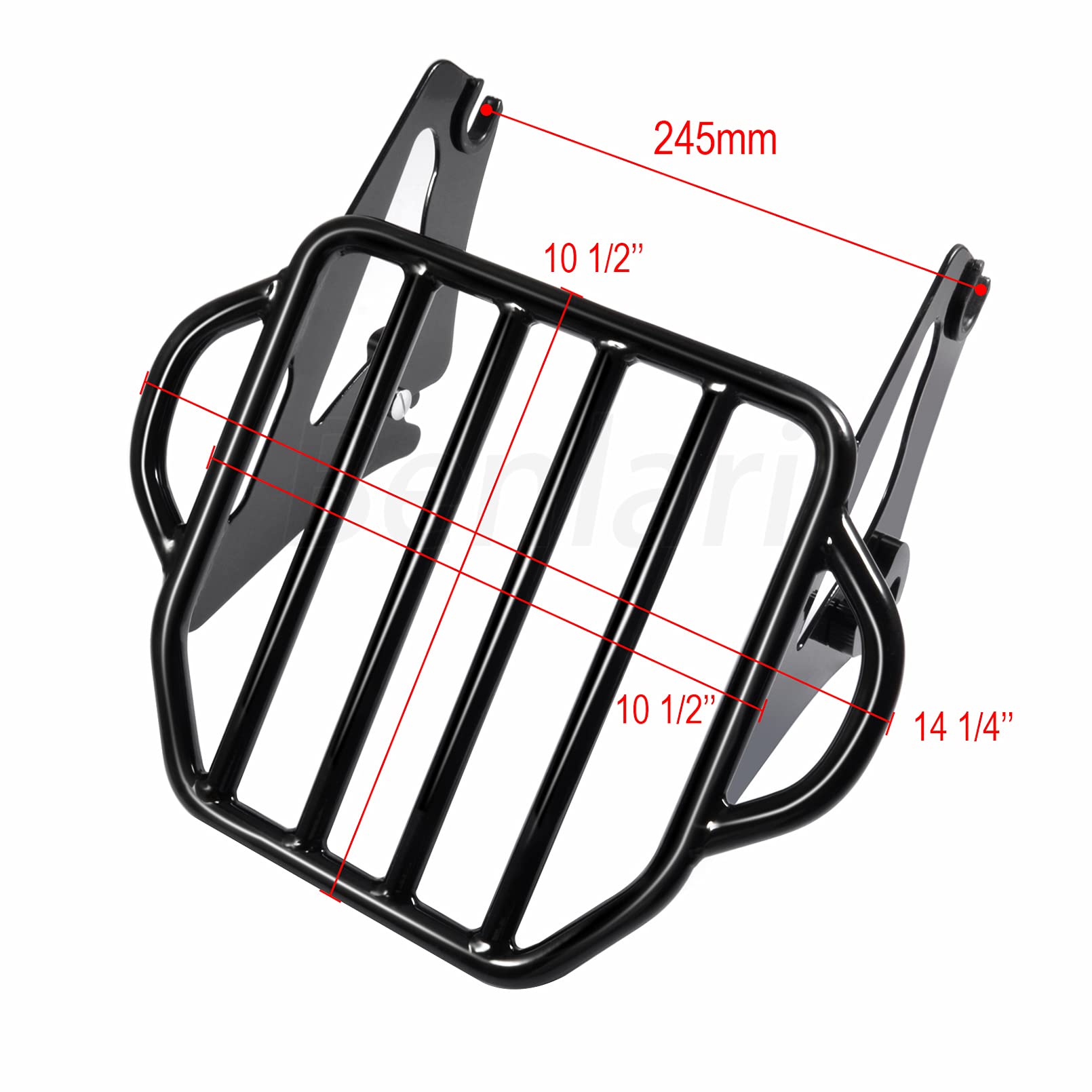 Benlari Gloss Black Detachable Luggage Rack for Harley Touring 2009-2024, Alloy Steel, Model 714565801704