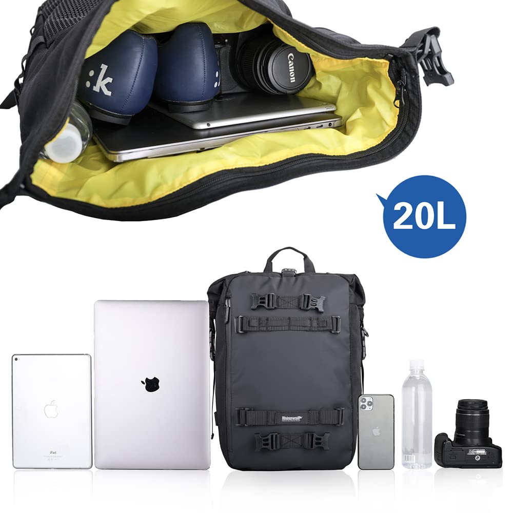 Rhinowalk Motorcycle Tail Bag 20L Motor Travel Luggage Waterproof Motorbike Rear Rack Trunk Storage Bag - Black