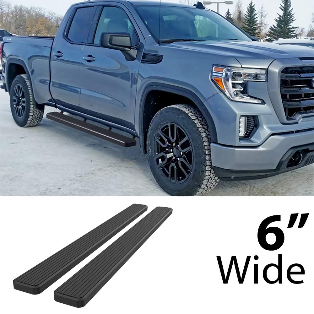 Hd Ridez Stainless Steel Board 6' Black Compatible With Chevy Silverado Gmc Sierra 1500 2019-2024 Crew Cab & 2500 Hd 3500 Hd 2020-2024 (Silverado 1500 Ltd Sierra 1500 Ld 2022)