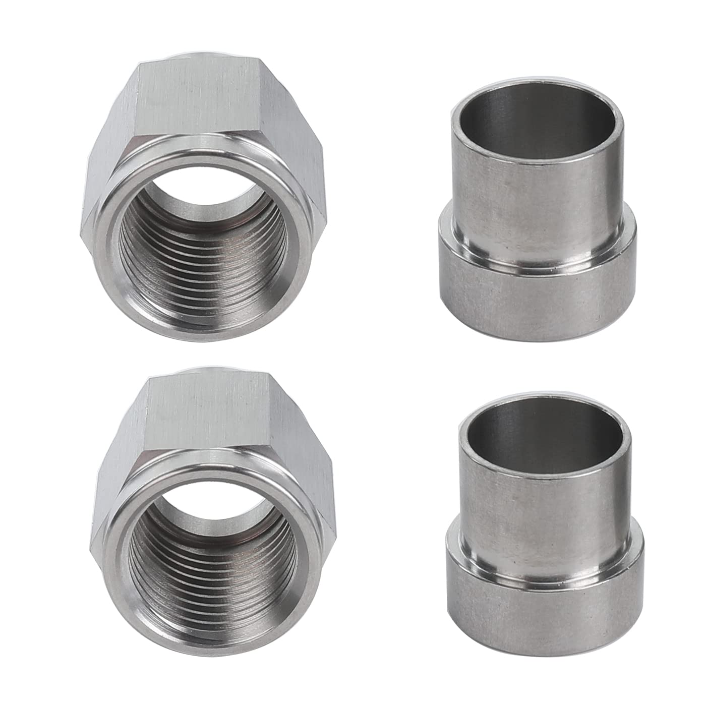 Ac Performance 2Pcs Stainless Steel Hardline Fitting -3 An Female Tube Nut And Sleeve For 3/16'' 4.76Mm Outer Diameter Alloy Tub