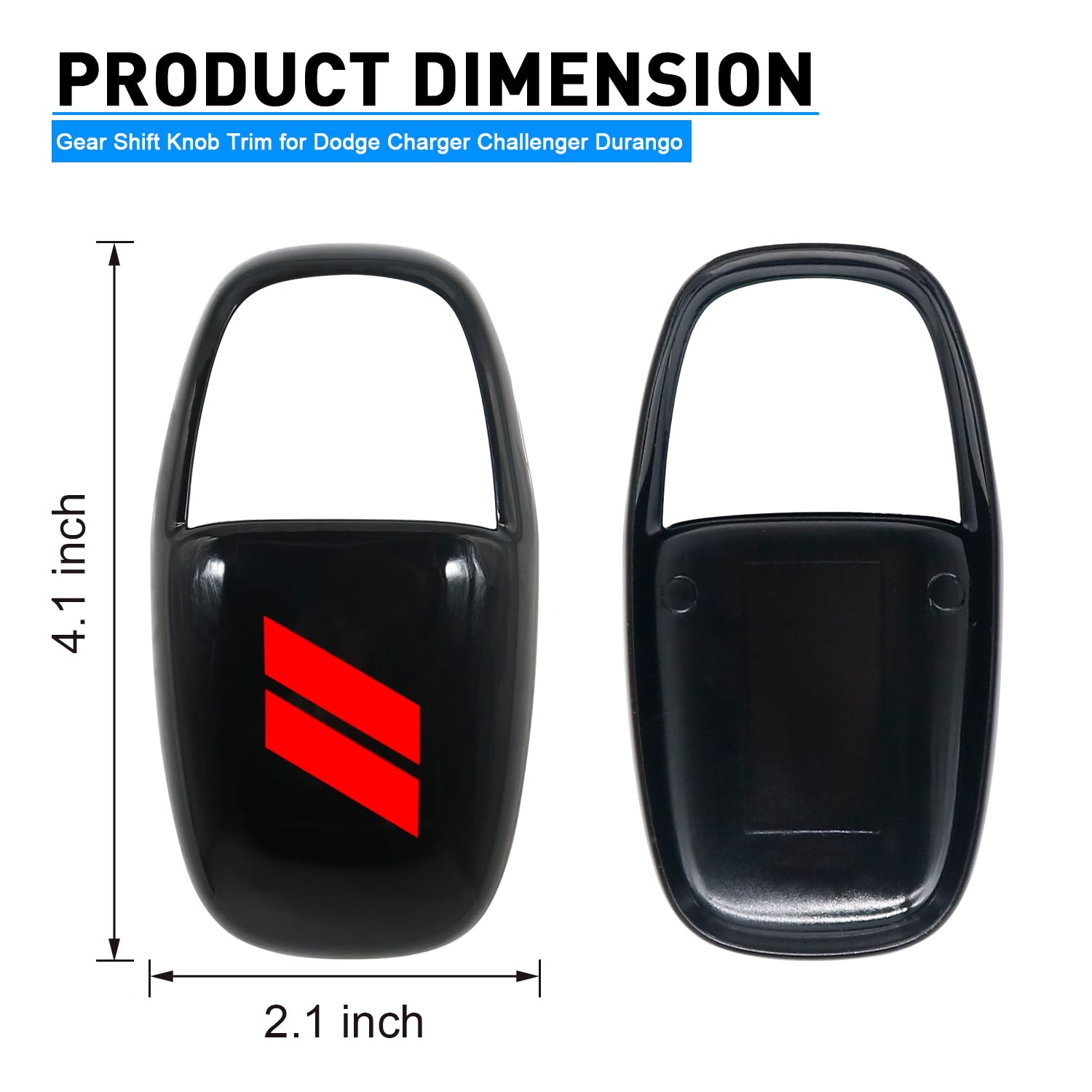REMOCH Gear Shift Knob Cover for Dodge Charger, Challenger, Durango - Red ABS Protector (2015-2024)