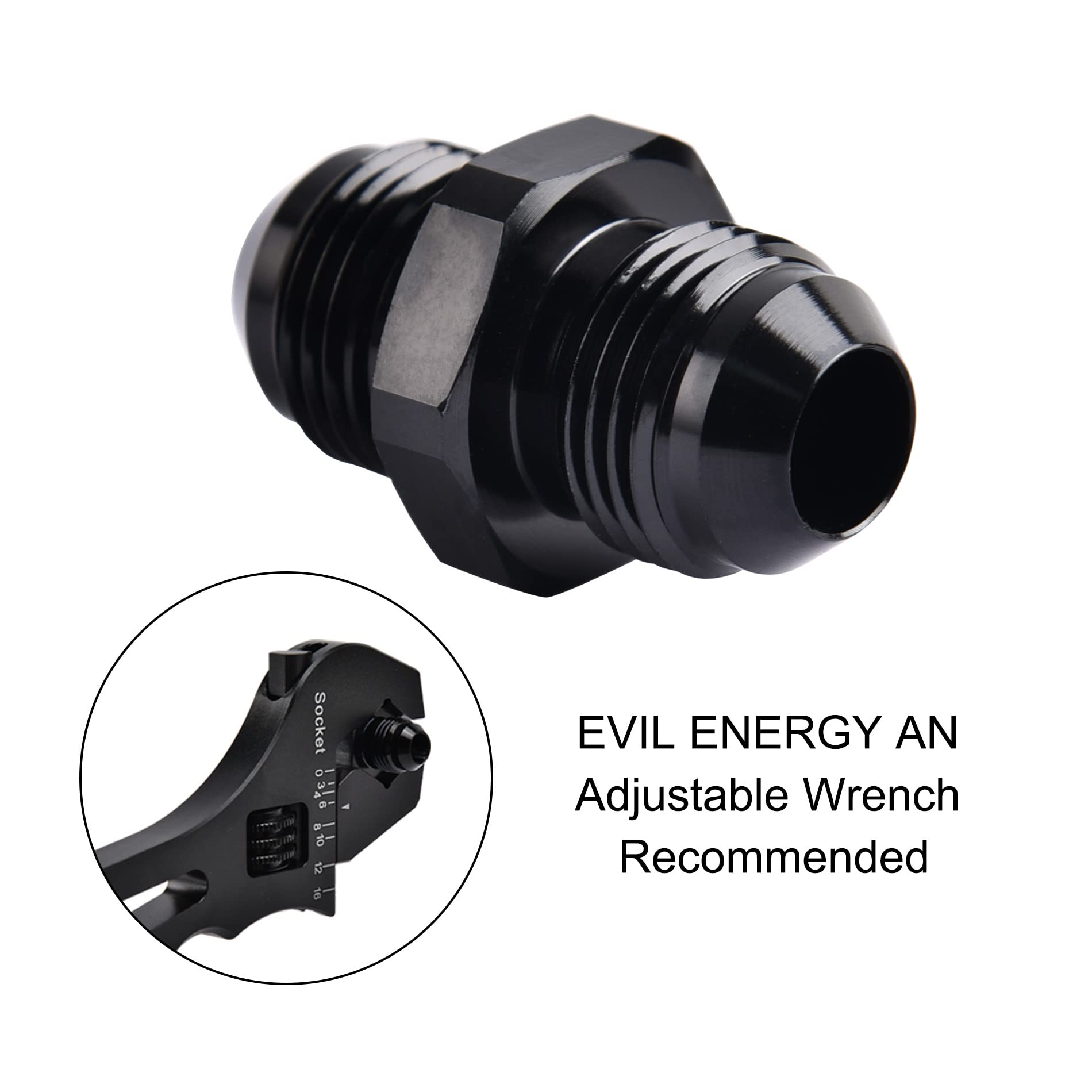 Evil Energy 8An Male To Male Flare Coupler Union Straight Fuel Hose Adapter Fitting Black 2Pcs