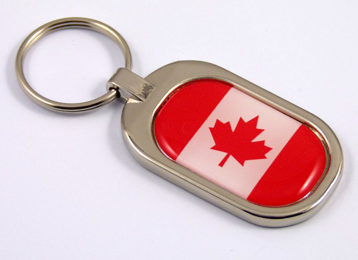 Canada Flag Key Chain Metal Chrome Plated Keychain Key fob keyfob Canadian