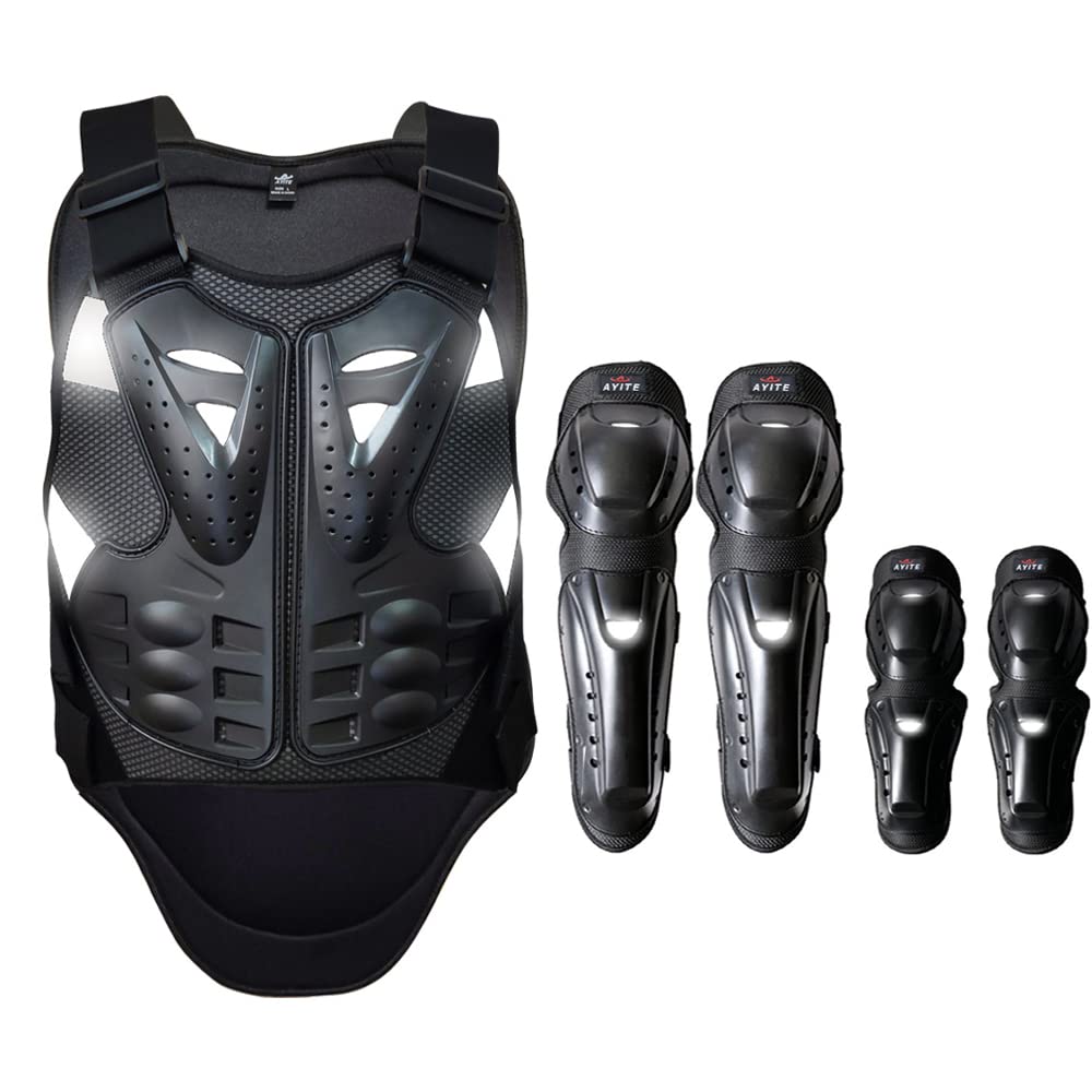 Motorcycle Accessories , Elbow Knee Pads and Chest Protector Motocross Gear for Men and Women, Dirt Bike Gear Chest Armor, Back 
