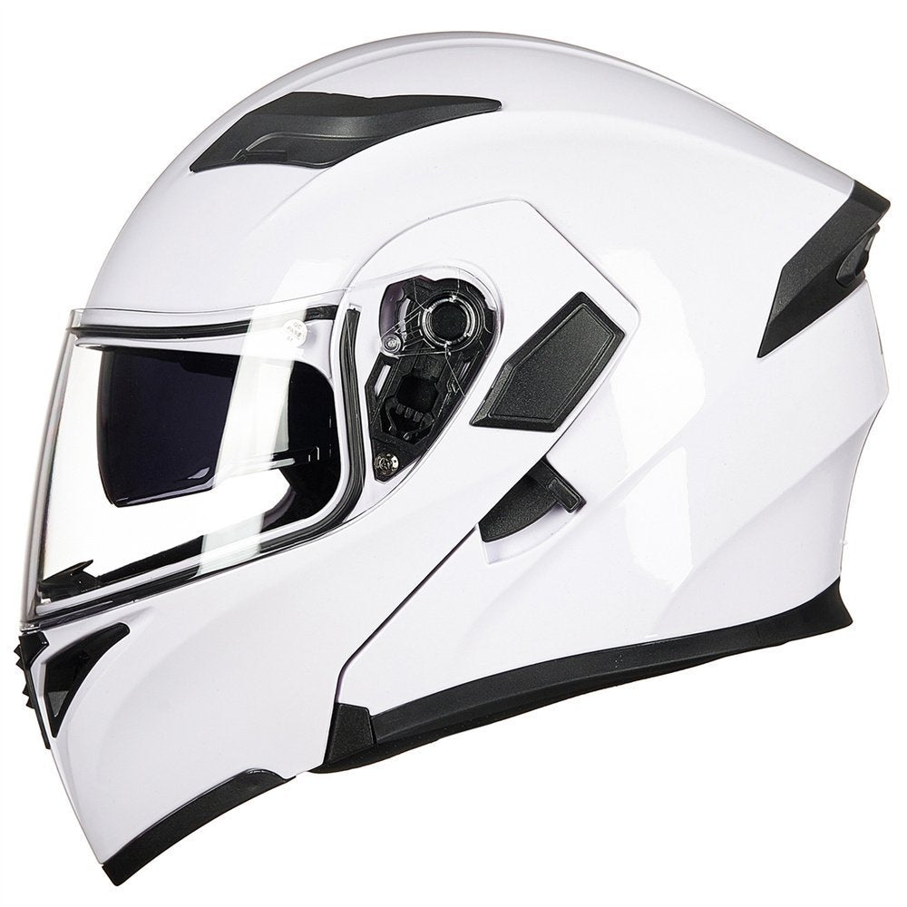 Ilm Motorcycle Dual Visor Flip Up Modular Full Face Helmet Dot 6 Colors Model 902 (Xl, White)