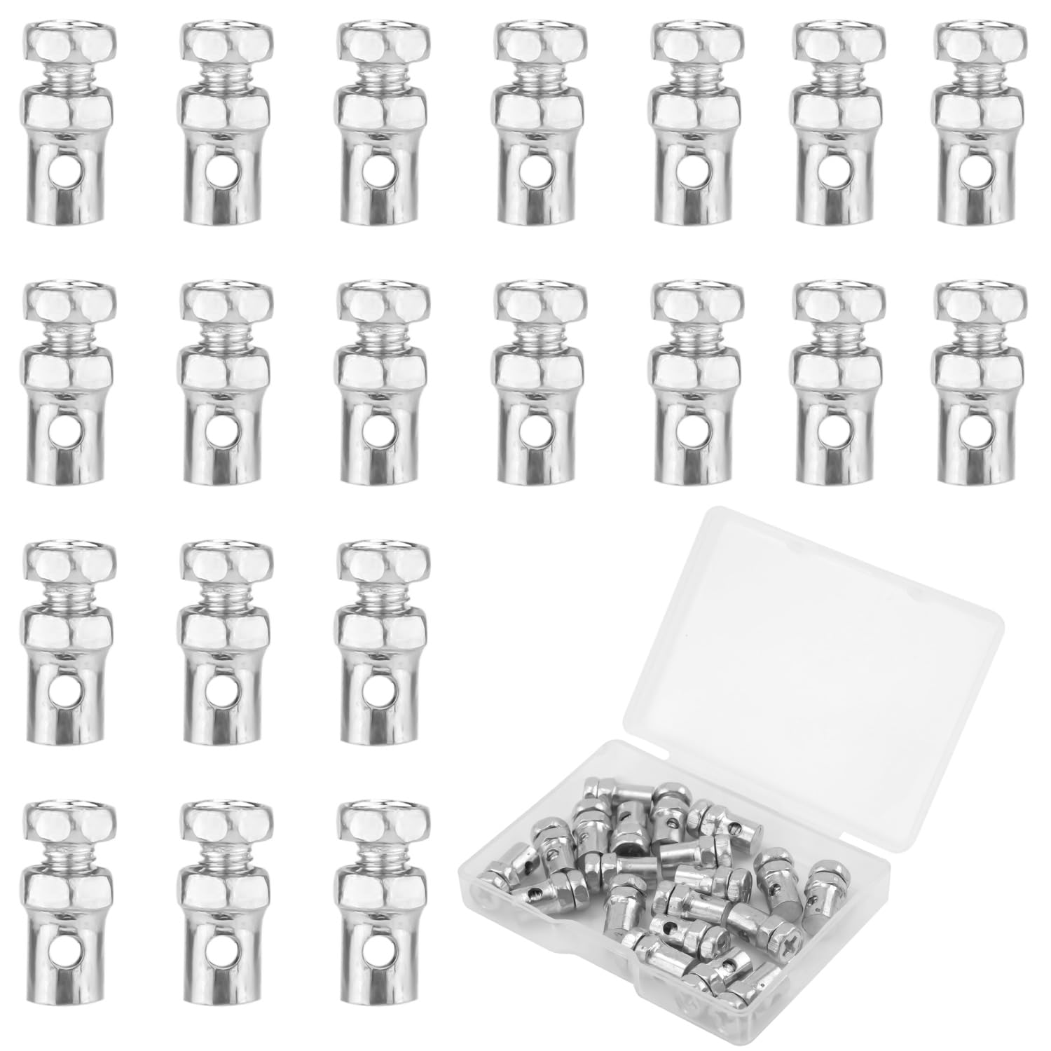 NQEUEPN 20pcs Universal 1/8'' Throttle Brake Cable Ends, Go Kart Throttle Cable Stops Locks Bicycle Brake Cable Crimp Ends for B