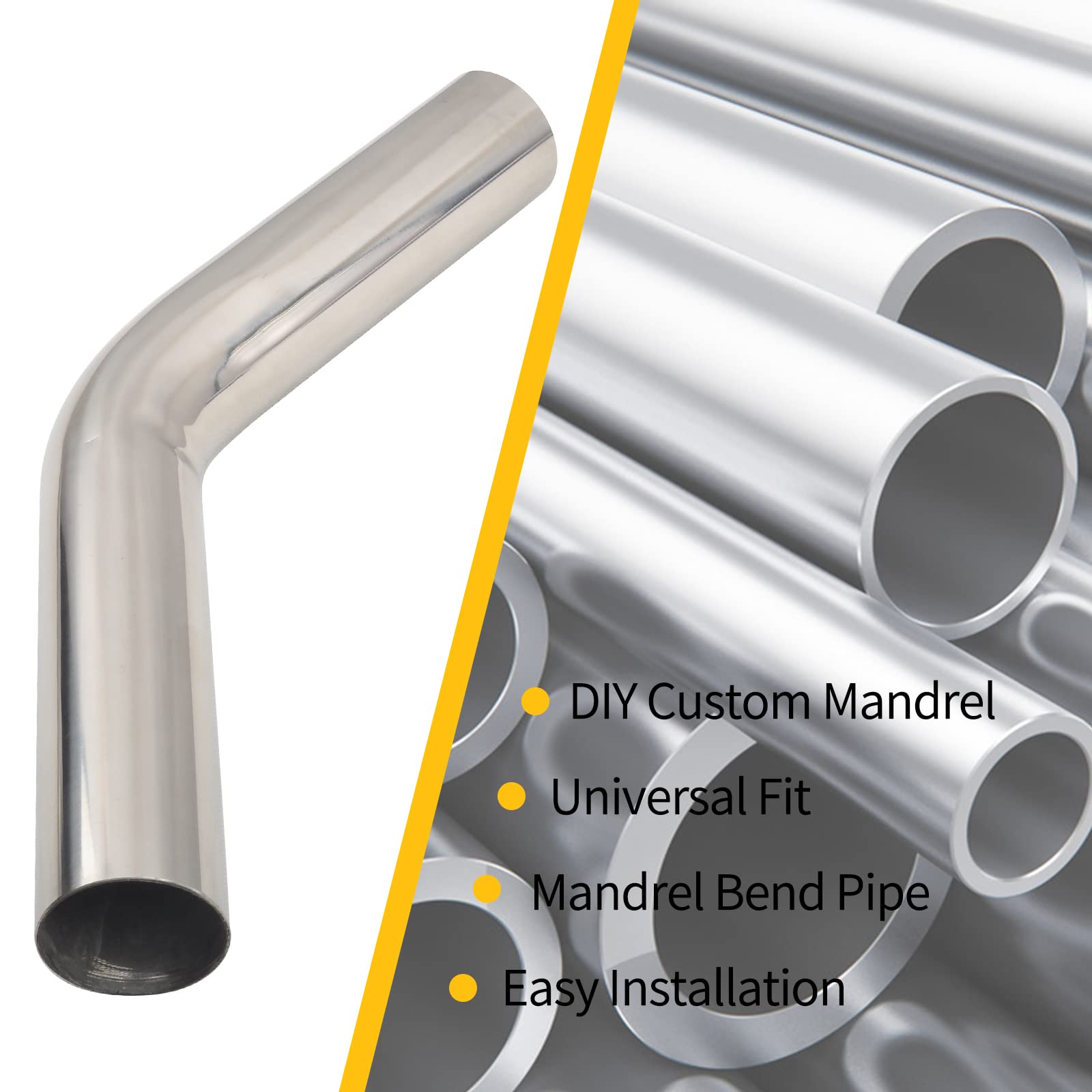 Fgjqefg 2 Inch 45 Degree Diy Custom Mandrel Exhaust Pipe Tube Pipe, T304 Stainless Steel, Universal Fit, 15.74 Inch End To End Length, 2'' Od Mandrel Bend Pipe