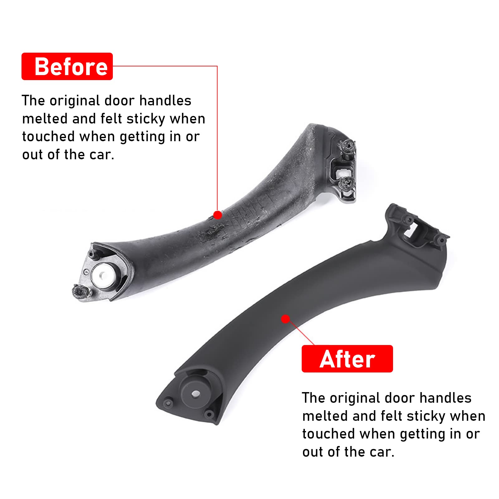 Jaronx Door Handle Replacement Set for BMW 3 Series E90/E91/E92/E93, 6PCS, Black, Interior Pull Handle + Outer Cover